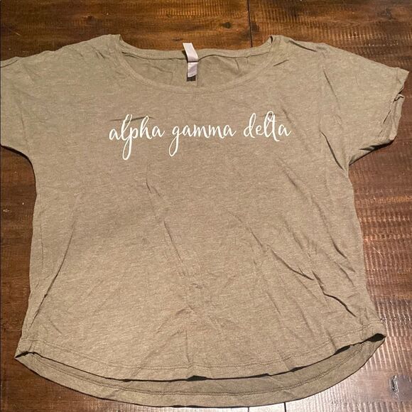 Alpha Gamma Delta Olive Green Women's Top - Picture 1 of 4